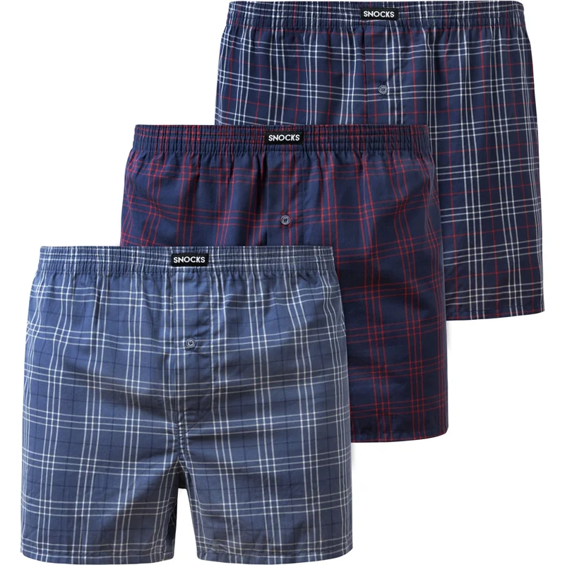 SNOCKS Boxerky námornícka modrá / tmavomodrá / červená / šedobiela 68478251