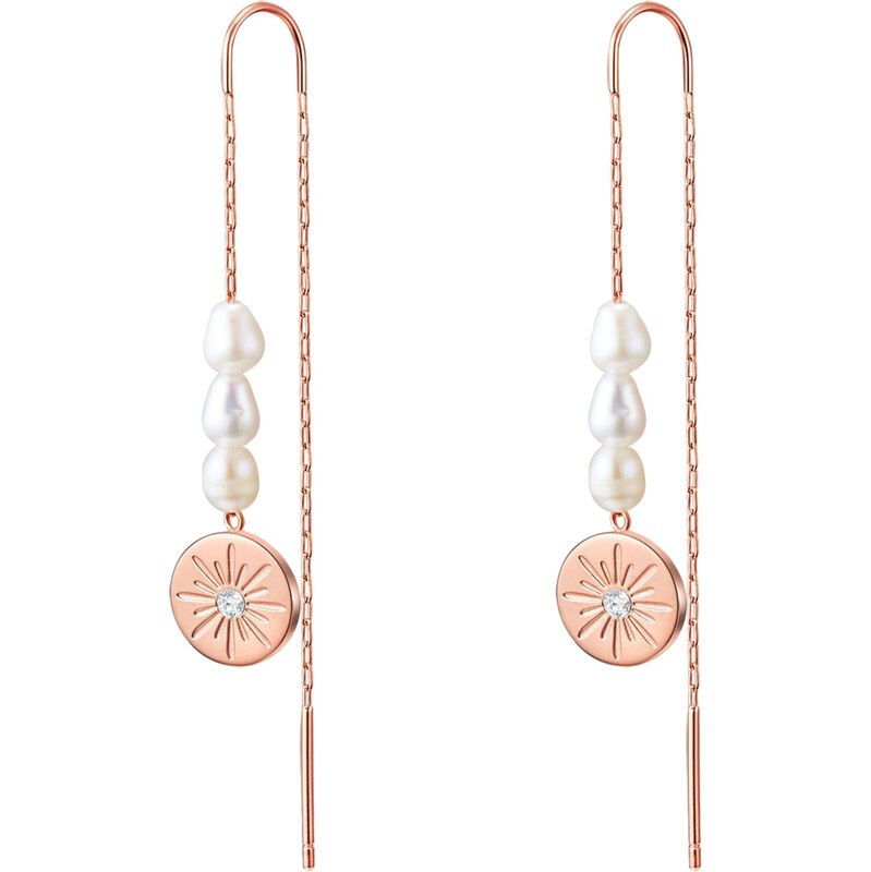 Valero Pearls Náušnice ružové zlato / priehľadná / perlovo biela 66833817