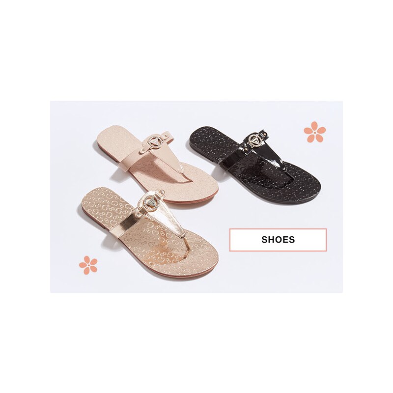 Outlet - GUESS sandálky Kara T-Strap Sandals krémové