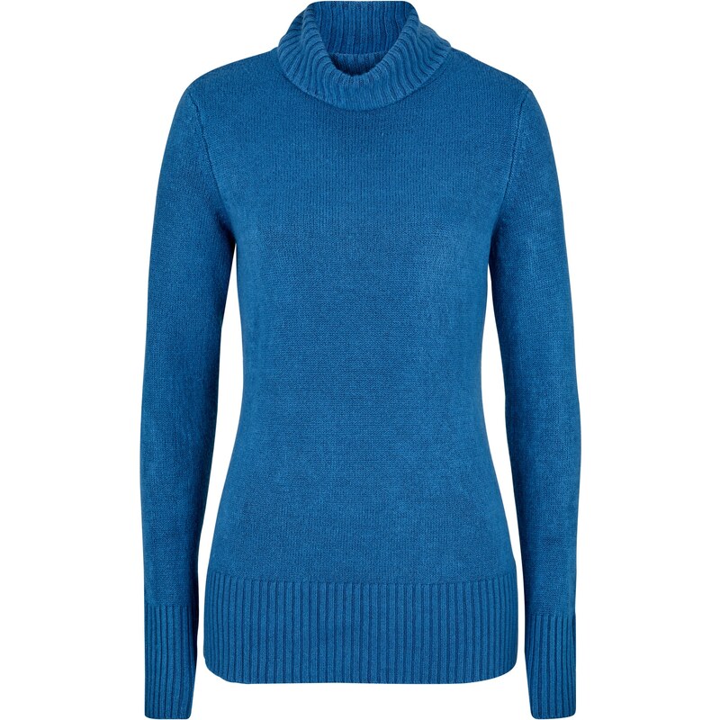 bonprix Pulóver s rolákom Basic, farba modrá 44790354