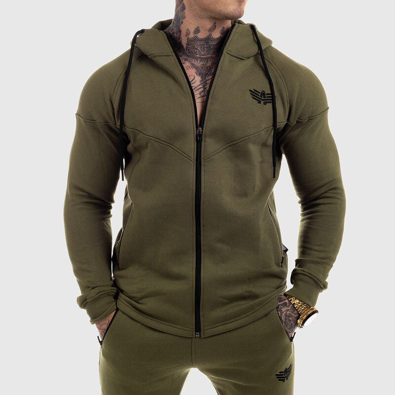 Fitness mikina so zipsom Iron Aesthetics ROUND, zelená 24553819