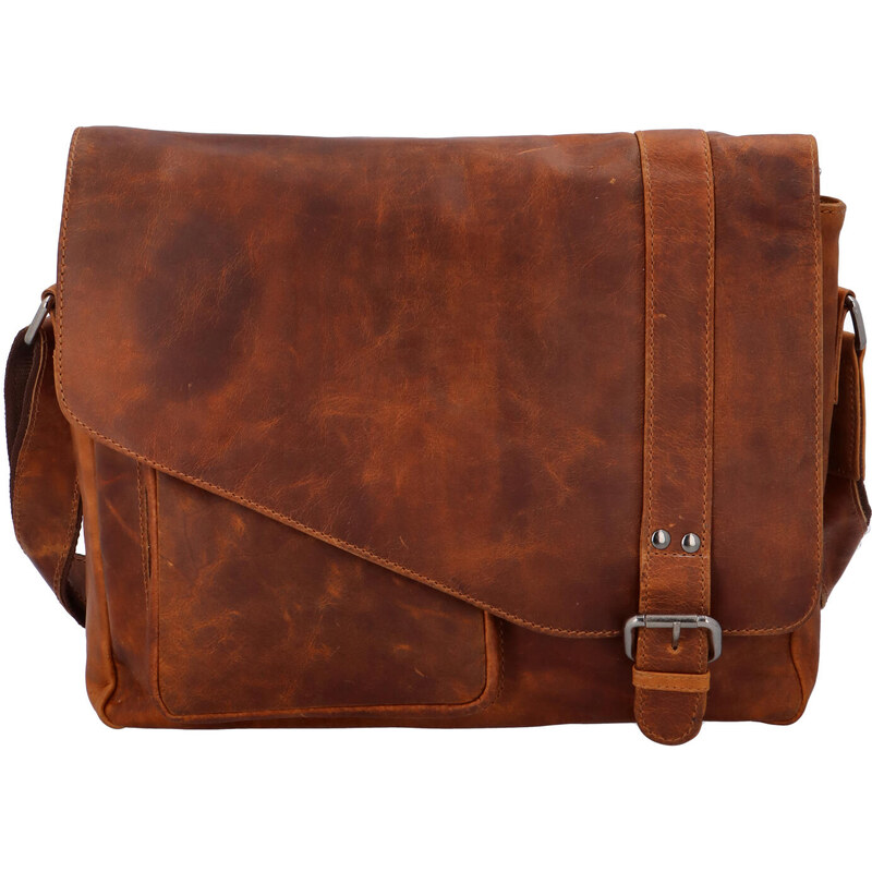 Pánska kožená taška cez plece svetlohnedá - Greenwood Castler hnedá 56864127