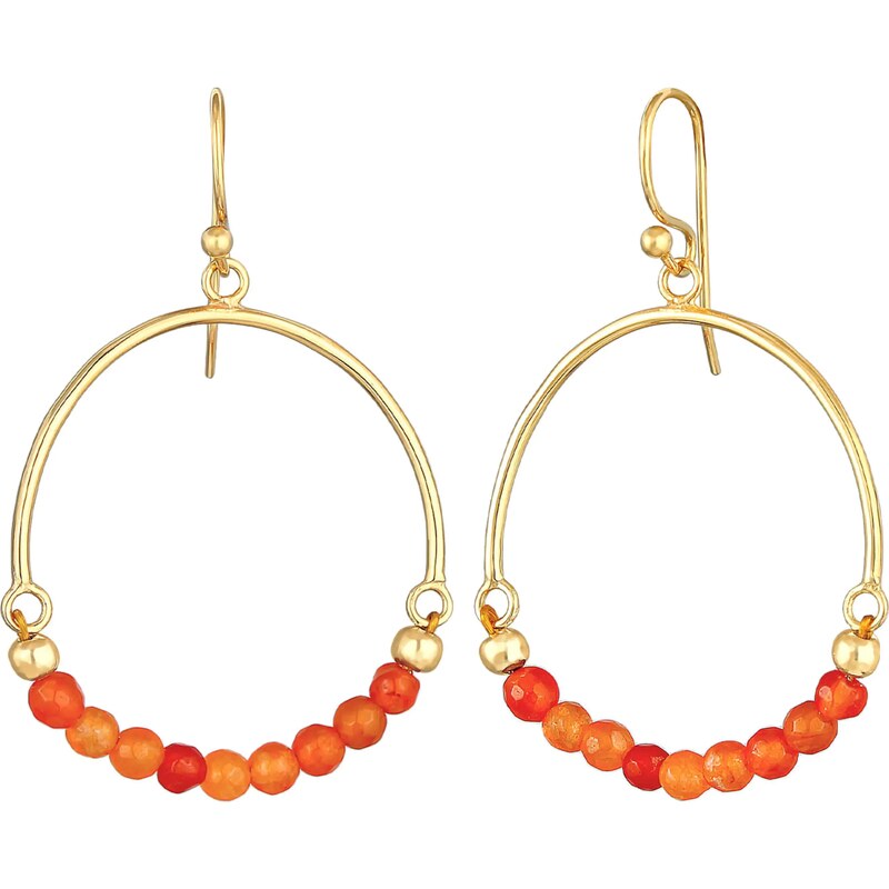 ELLI Náušnice Boho zlatá / červená 54225764