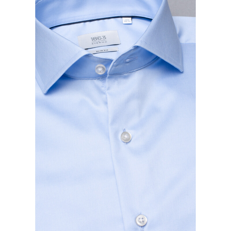 1863 BY ETERNA luxusná keprová košeľa modrá Slim Fit super soft Non Iron