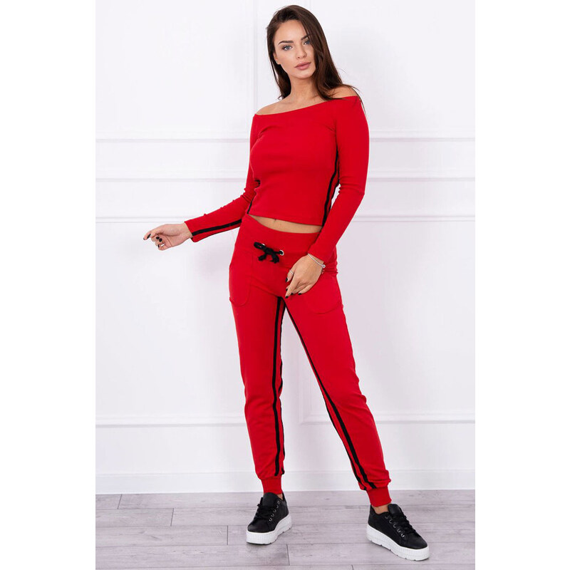 Glara Bavlnená tepláková súprava s pruhmi 26682369