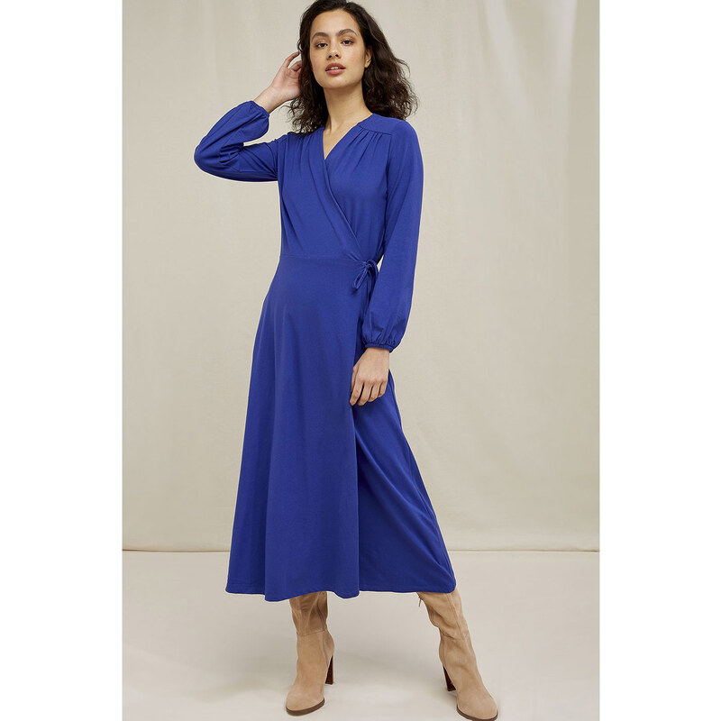 Glara Zavinovacie biobavlnené šaty s balónovými rukávmi 26192413