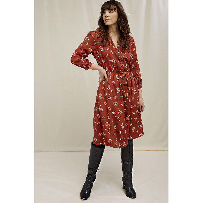 Glara Dámske čiastočne zapínacie šaty s kvetmi 36988791