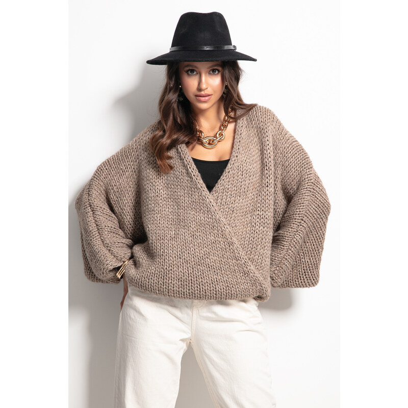 Glara Volný dámsky sveter do véčka s vlnou 36988638