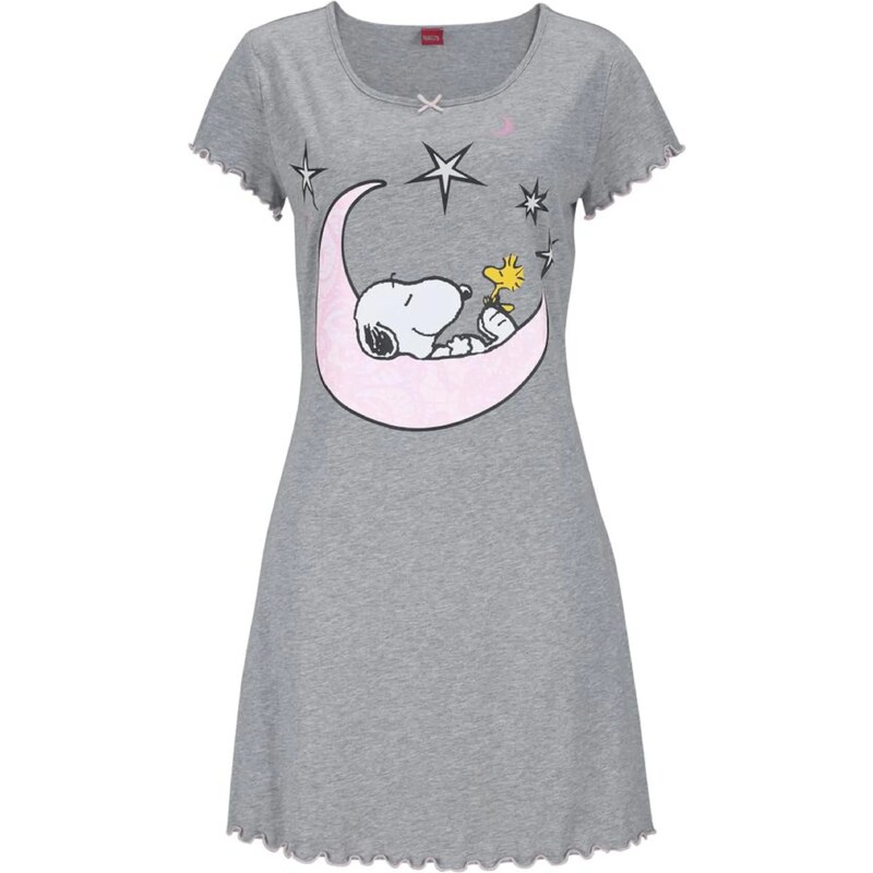 PEANUTS Nočná košieľka sivá / biela 55586495