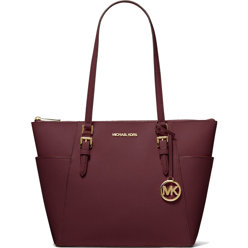 Michael Kors Charlotte Large Saffiano Leather Top-Zip Tote Bag Merlot 25939988