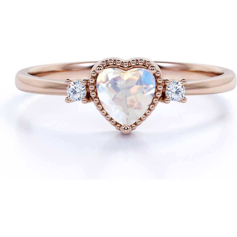 Royal Exklusive Emporial luxusný prsteň Mesačný dúhový kameň Heart 14k 36073609