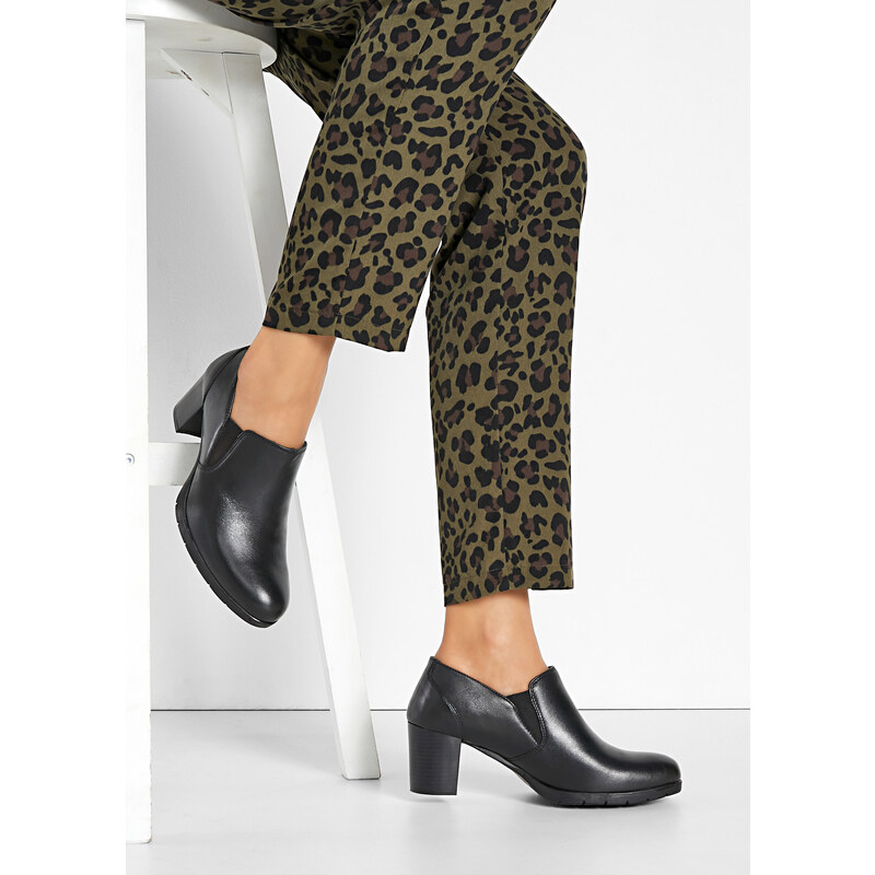 bonprix Lodičky s vysokým nártom z kože, farba čierna 45031153