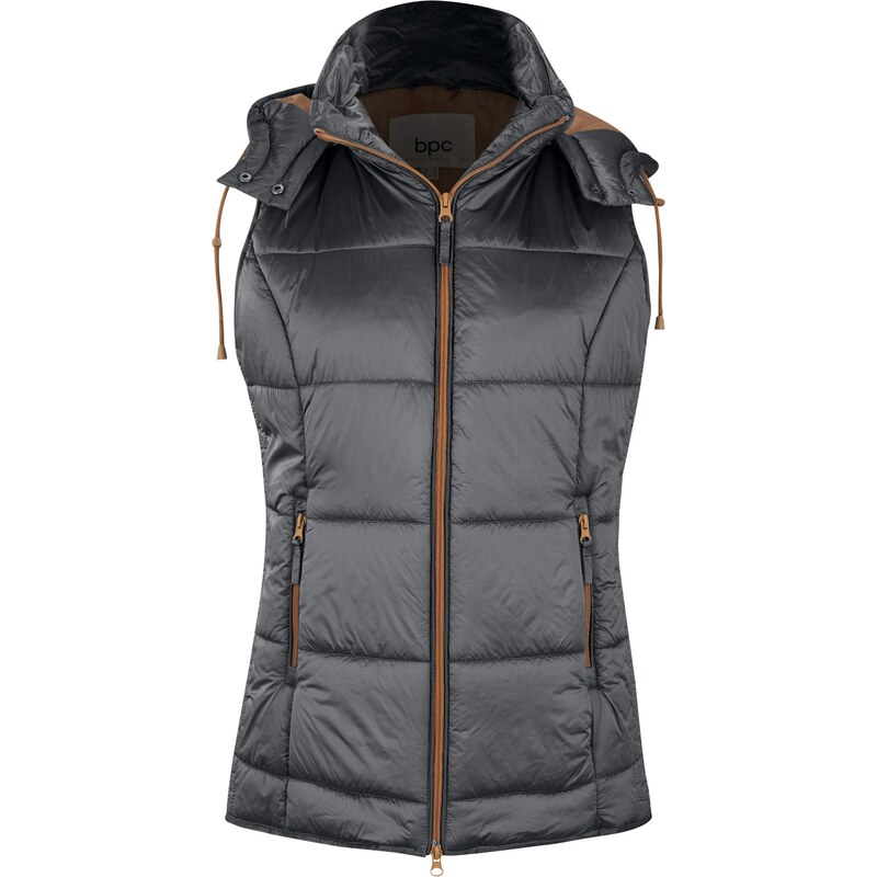 bonprix Prešívaná vesta s odnímateľnou kapucňou, farba šedá 45028622