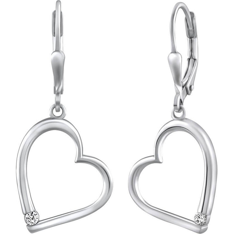 Silvego Romantické strieborné náušnice so zirkónmi Srdce QRE521 66595386