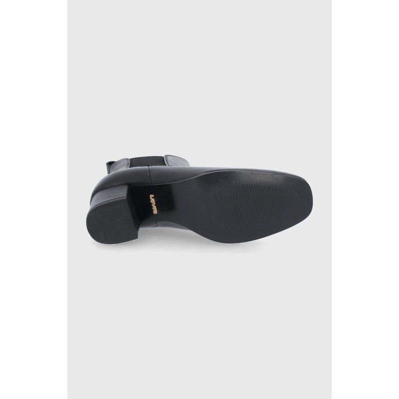 Kožené topánky Chelsea Levi's dámske, čierna farba, na podpätku