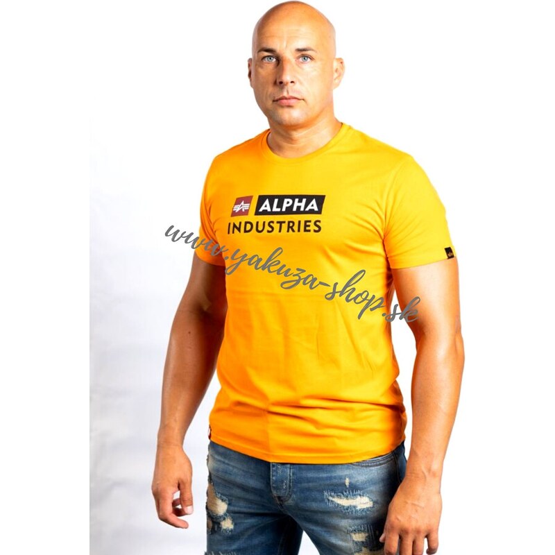 Alpha Industries BLOCK LOGO T tričko pánske alpha orange