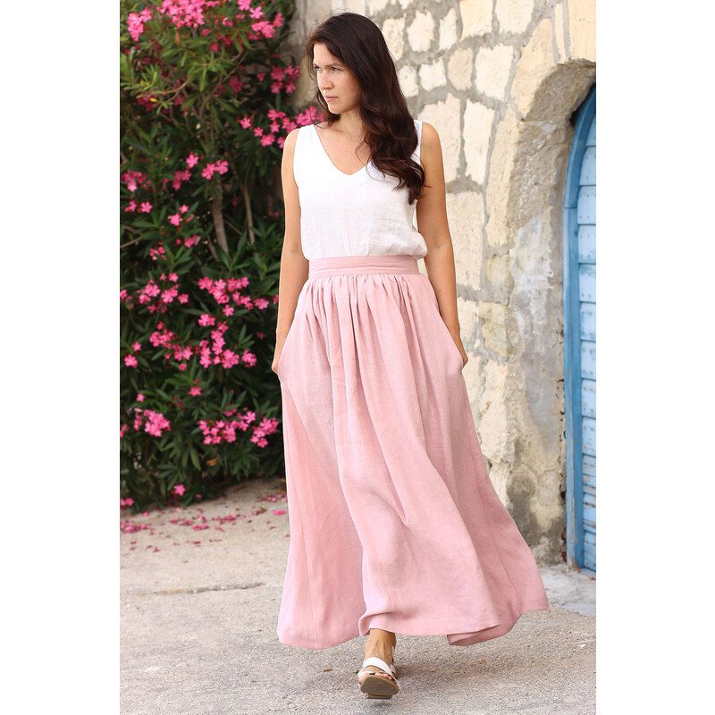 Autorská česká maxi sukňa Lotika 100% lan Premium quality 26682421