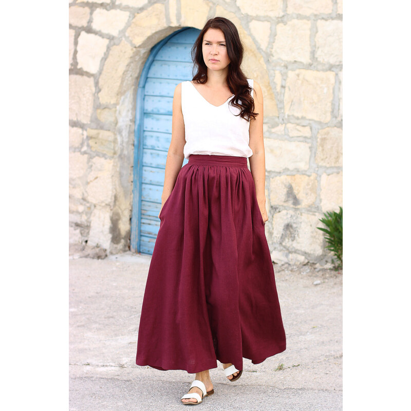 Autorská česká maxi sukňa Lotika 100% lan Premium quality 26682423