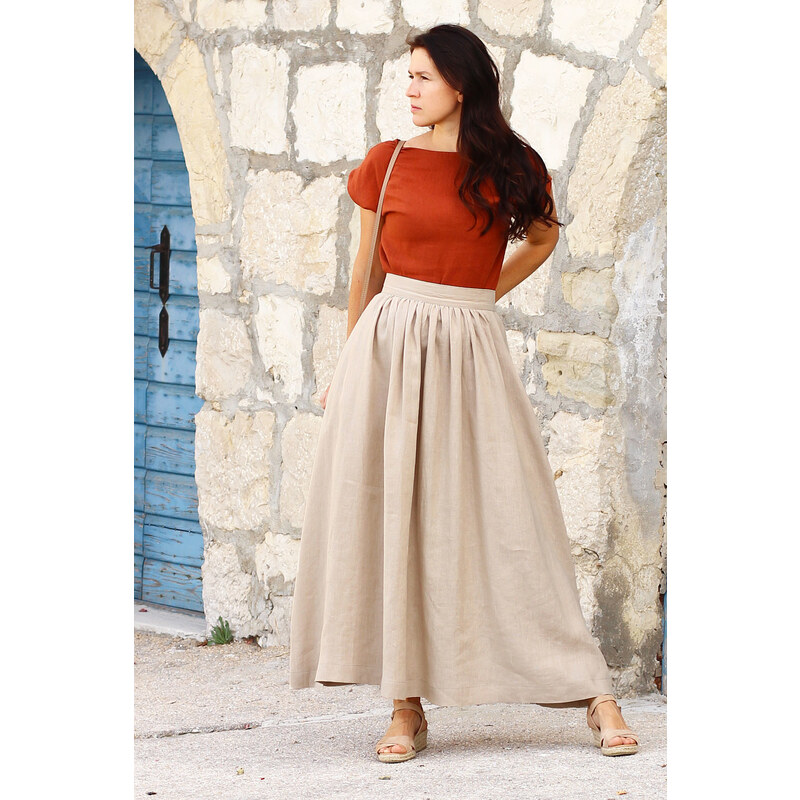 Autorská česká maxi sukňa Lotika 100% lan Premium quality 26682419