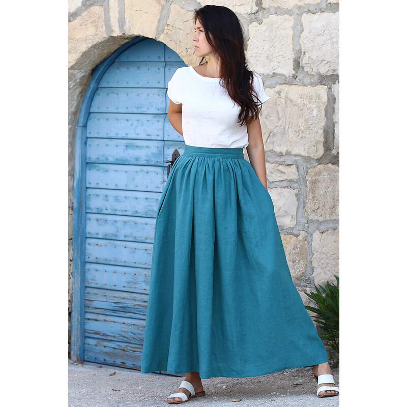 Autorská česká maxi sukňa Lotika 100% lan Premium quality 26682425