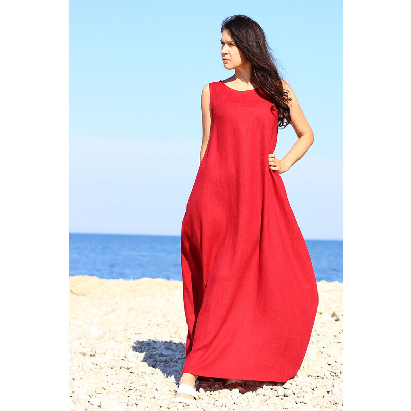 Autorské české maxi šaty Lotika 100% lan Premium quality 34469517