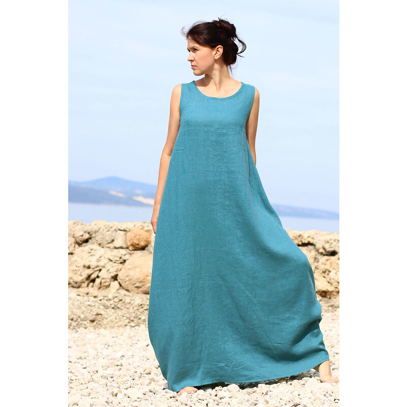 Autorské české maxi šaty Lotika 100% lan Premium quality 34469518