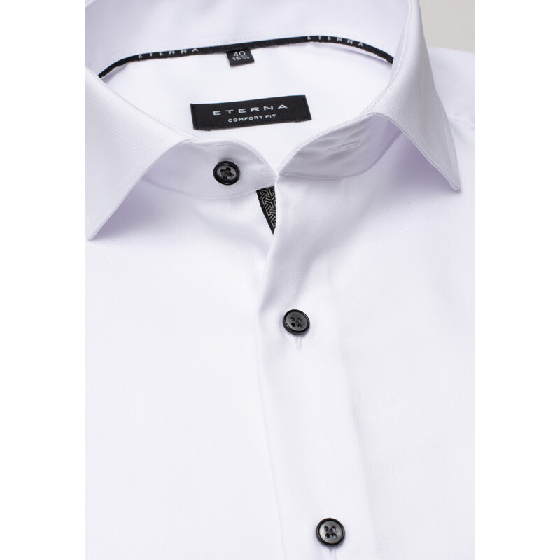 ETERNA Comfort Fit pánska košeľa biela nie presvitajúca s čiernými 46021165