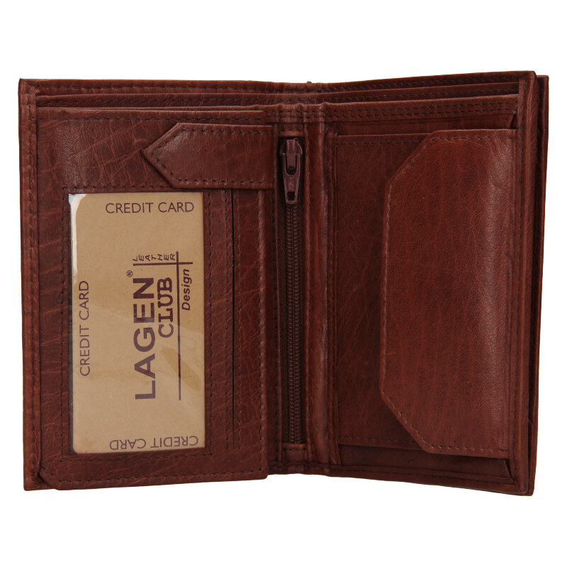 Lagen Pánska kožená peňaženka V-2105 hnedá 35335518