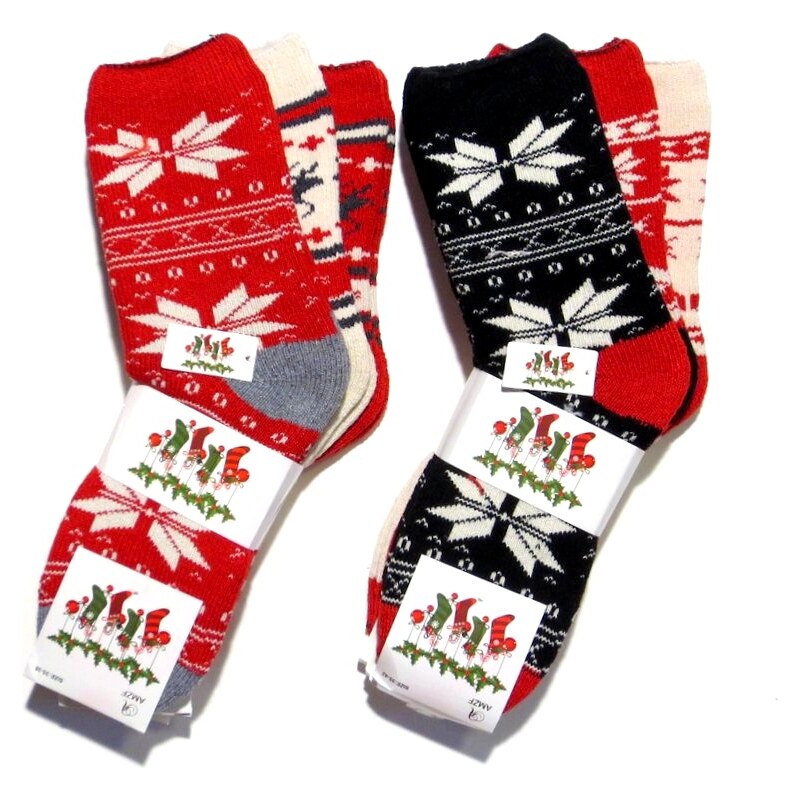 Dámske hrubé ponožky 3 páry- vianočné 29236352