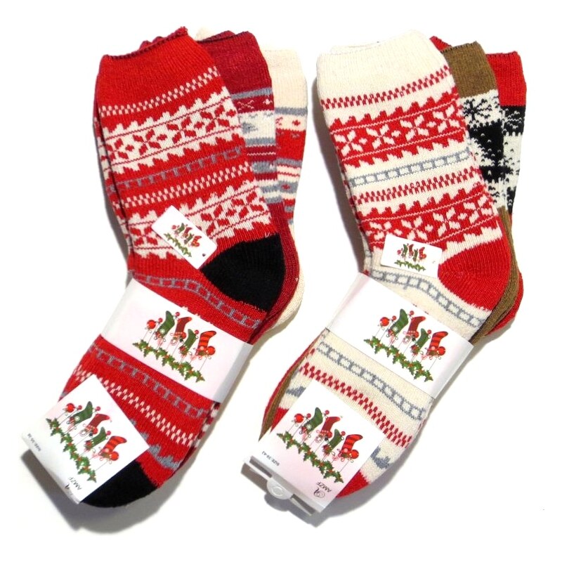 Dámske hrubé ponožky 3 páry- vianočné 29236353