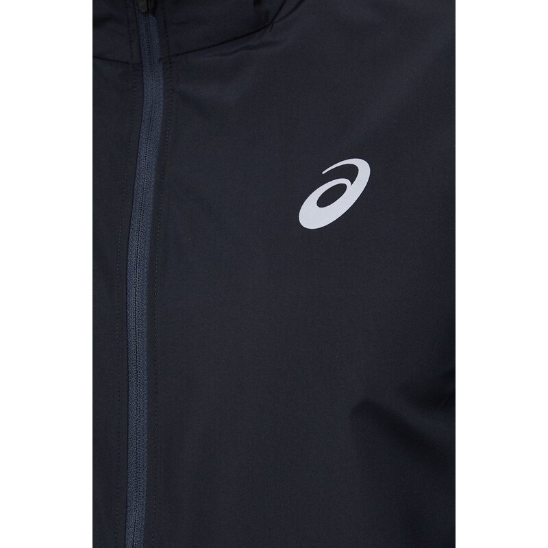 Bežecká bunda Asics čierna farba, prechodná