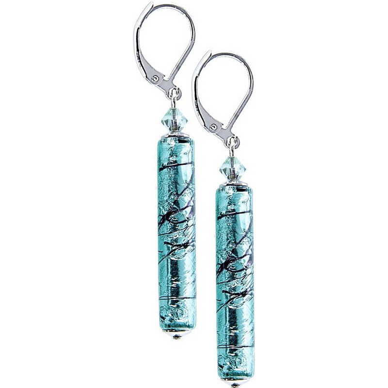 Lampglas Krásne náušnice Turquoise Love s rýdzim striebrom v perlách 66585291