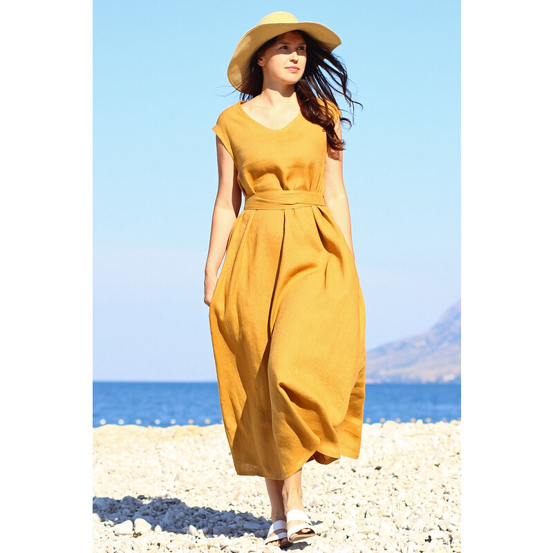 Lanové maxi šaty Lotika česká móda Premium quality 26875257