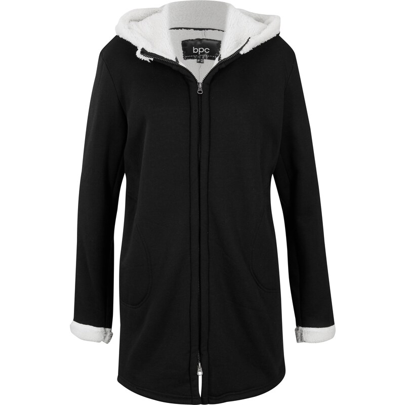 bonprix Mikinová bunda s kožušinou, farba čierna 44791295