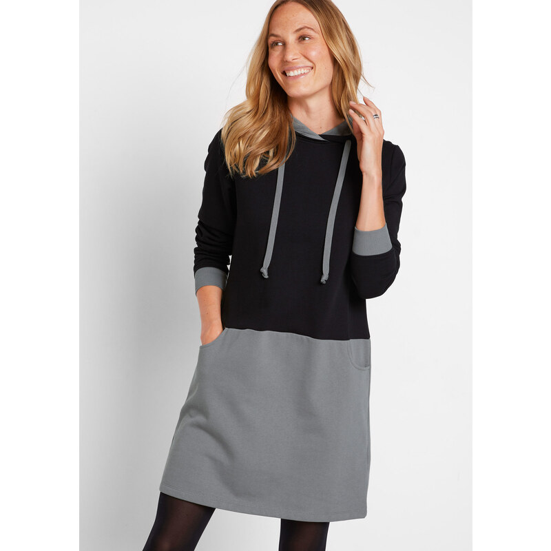 bonprix Mikinové šaty, farba čierna 45518240