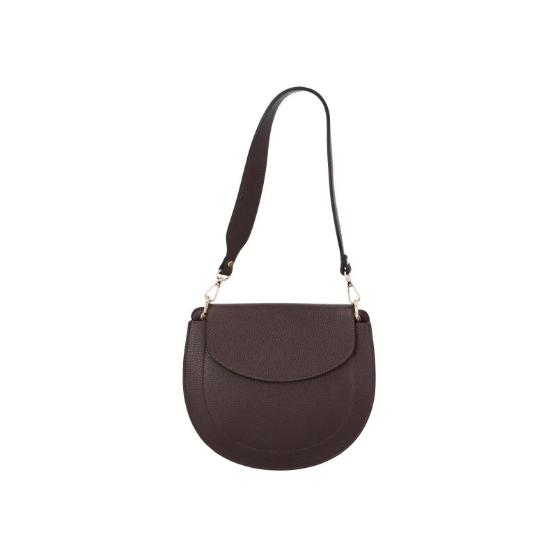Dámska kožená kabelka cez plece tmavohnedá - ItalY Amanda hnedá 30547672