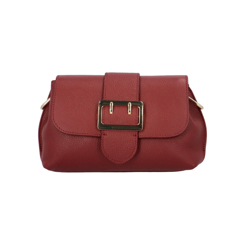 Dámska kožená kabelka cez plece tmavočervená - ItalY Simonna červená 29151351