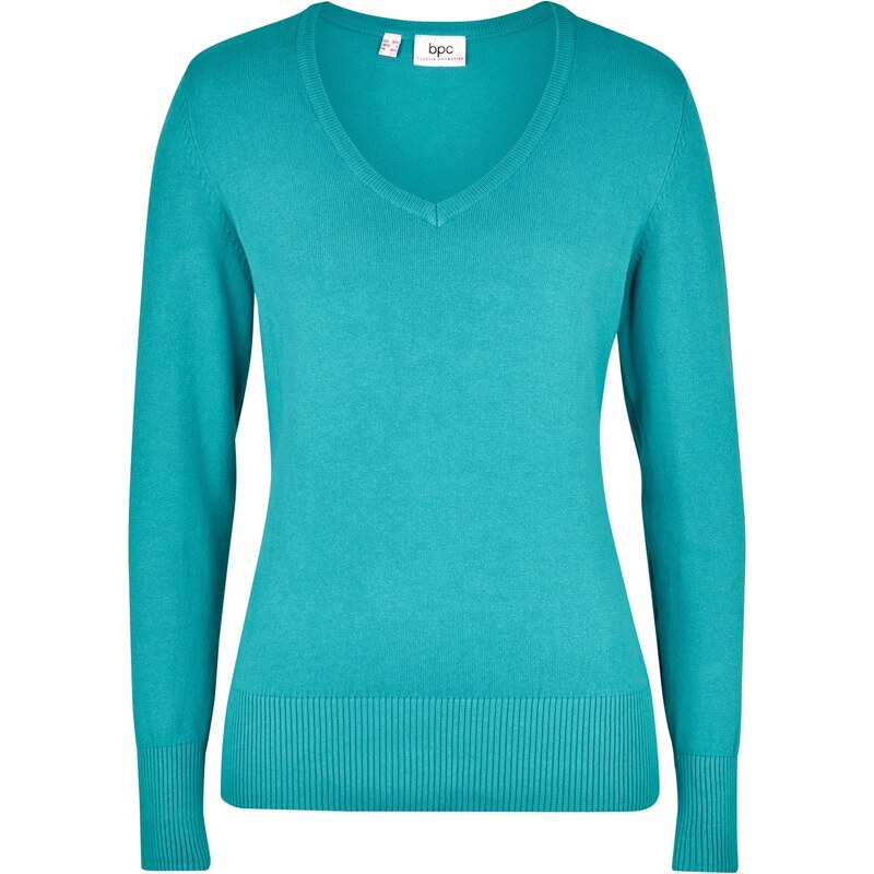 bonprix Pulóver s V-výstrihom, jemne pletený, farba zelená 44734137