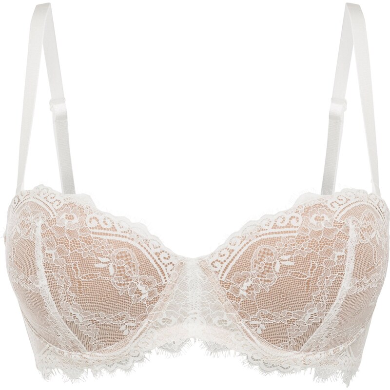 bonprix Bardotka podprsenka z jemnej čipky, farba biela 49696644