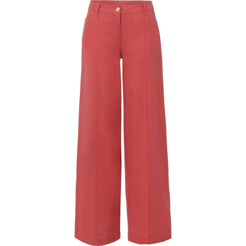 bonprix Nohavice Palazzo zo vzdušného pláteného mixu, farba ružová 44790897