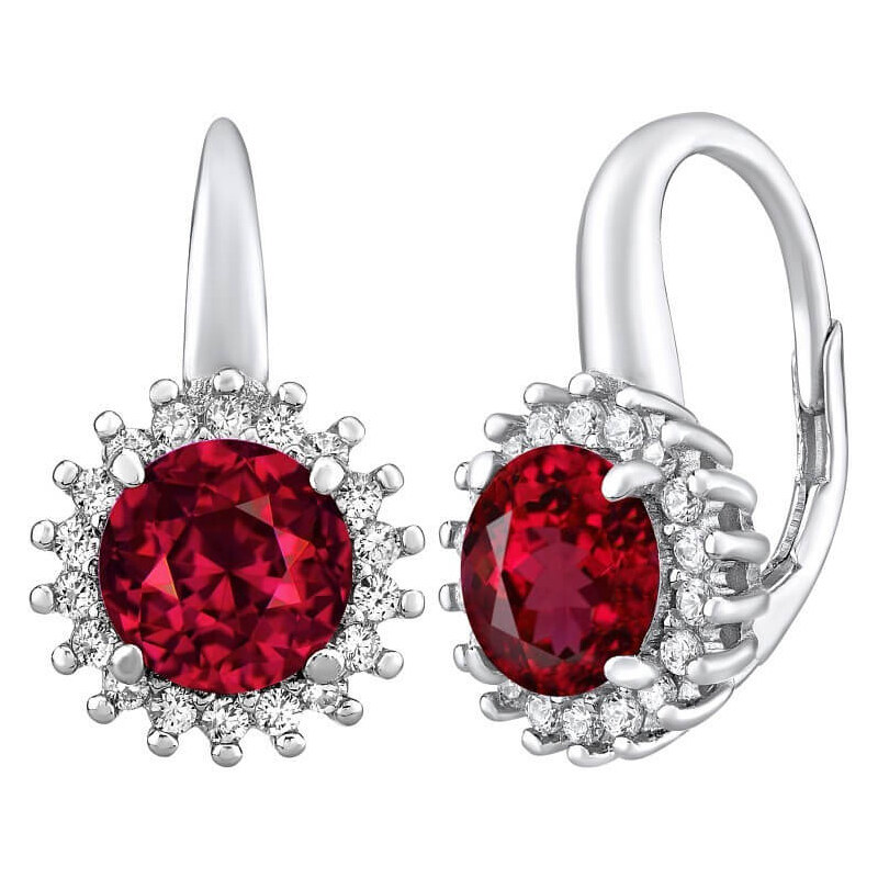 Silvego Strieborné náušnice ADRIA so syntetickými rubínmi LPSER0754 66590156