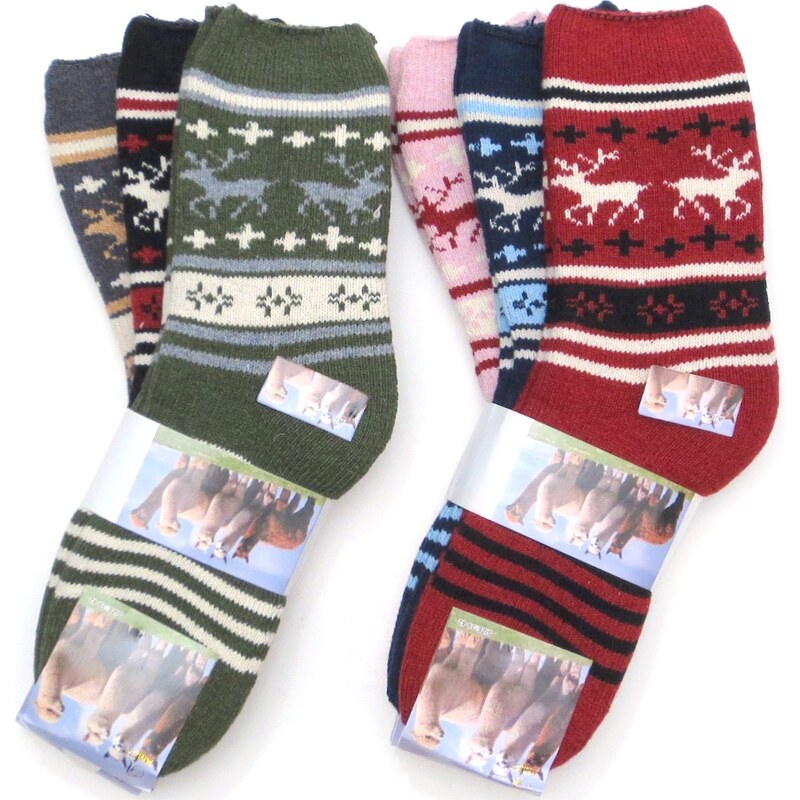 Dámske hrubé ponožky 3 páry- vlnené 29236361