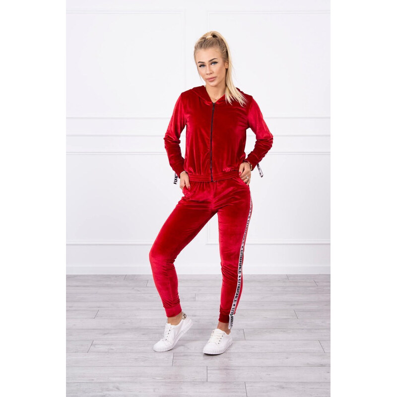 MladaModa Velúrová tepláková súprava s pruhmi po bokoch model 9103 67908215