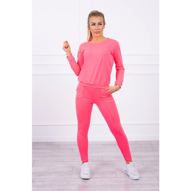 MladaModa Športová tepláková súprava model 9090 neónovo ružová 18140710
