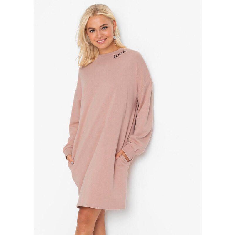 bonprix Mikinové šaty oversize, farba ružová 45518243