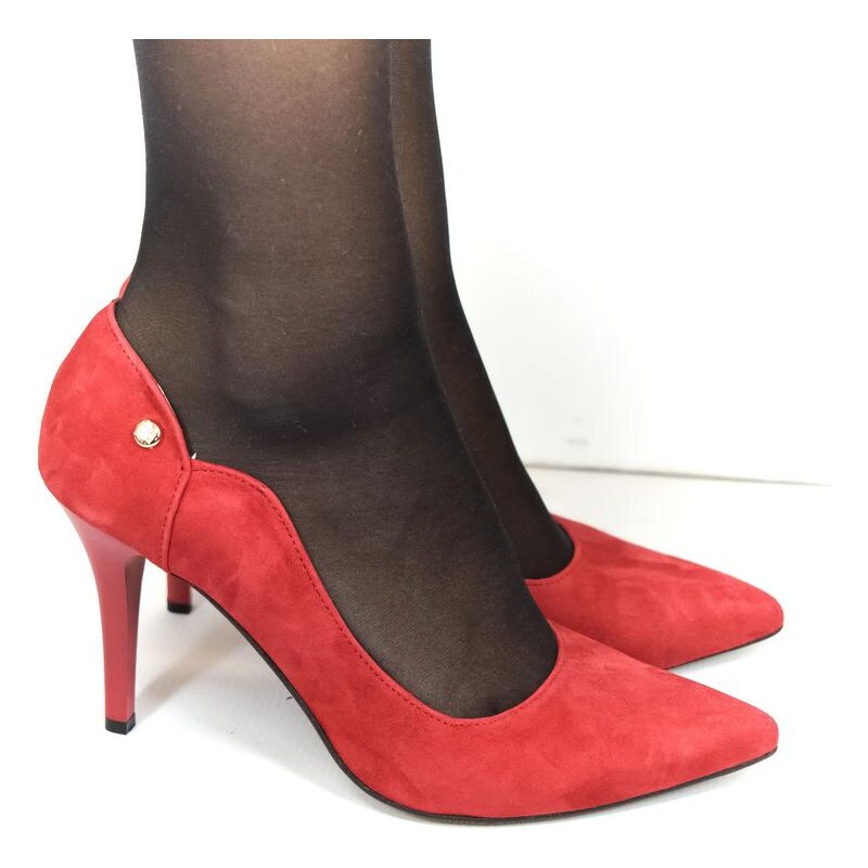 JOHN-C Dámske červené kožené lodičky LUCY 27137395