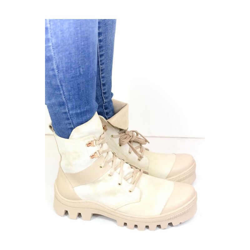 JOHN-C Dámske béžové kožené čižmy LUSSY 27137402