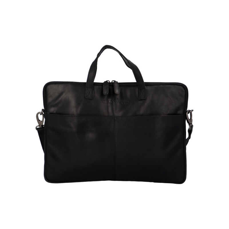 Green Wood luxusná kožená business taška Teodoe čierna 62191616