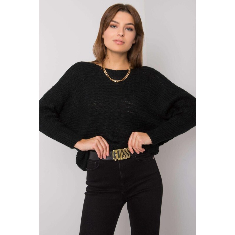 MladaModa Sveter Carina s netopierími rukávmi čierny 58163812