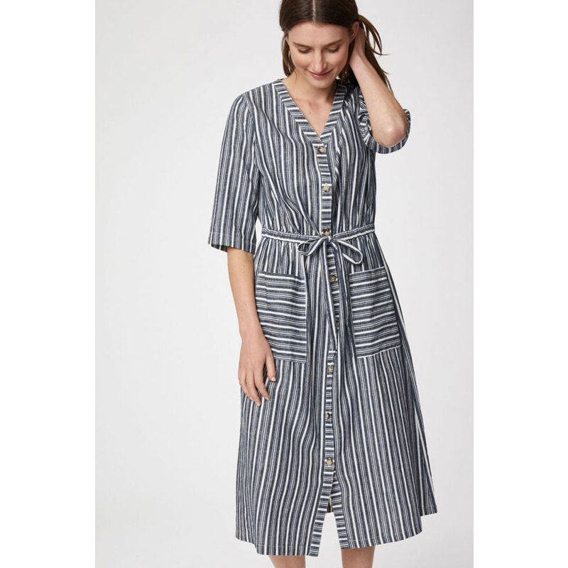 Glara Dámske konopné šaty s prúžkom 36988886